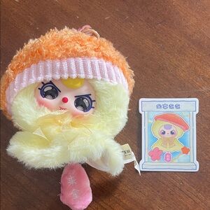 Charming Plush Keychain with Orange Hat